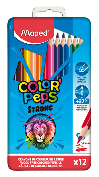 LAPICES 12 COLORES COLORPEPS STRONG CAJA METALICA