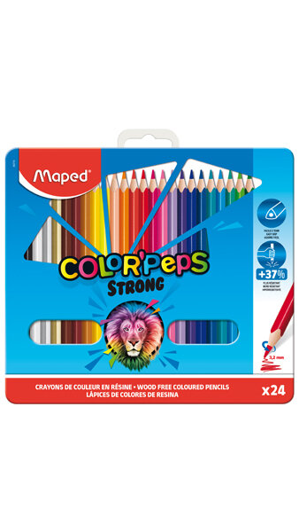 LAPICES 24 COLORES COLORPEPS STRONG CAJA METALICA