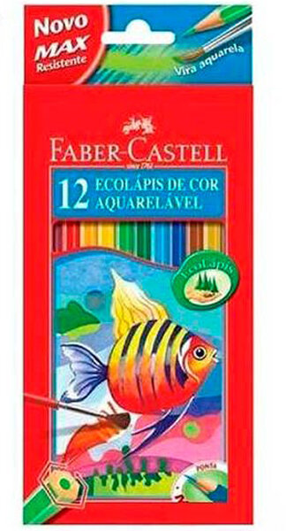 LAPICES 12 COLORES ACUARELABLE LARGO Y PINCEL FABER CASTELL