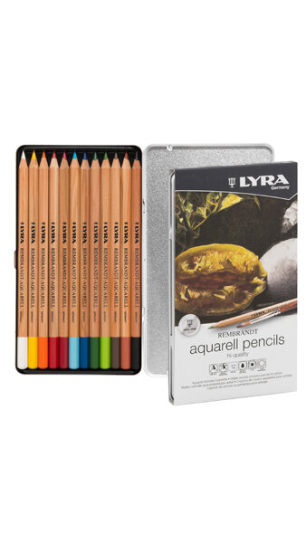 LAPICES 12 COLORES ACUARELABLES LYRA REMBRANDT E. METAL