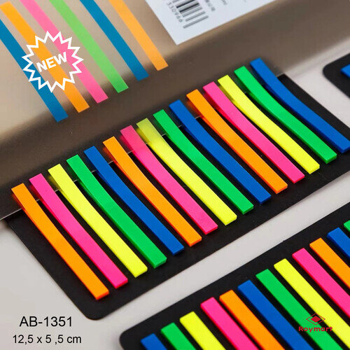 BANDERITAS ADHESIVAS LARGAS 44X4MM COLORES 300U PAQUETE