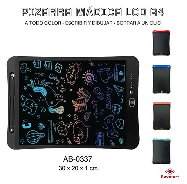 PIZARRA MAGICA LCD A4 COLORES SURTIDOS MED 30X20X1CM