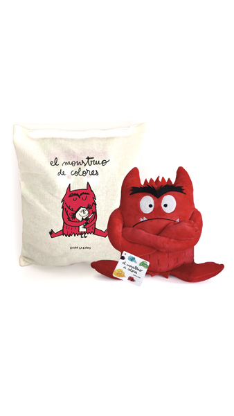 PELUCHE MONSTRUO DE COLORES ROJO (CON BOLSA DE TELA)