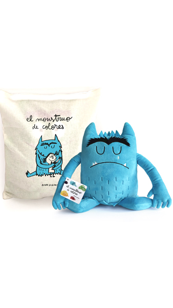 PELUCHE MONSTRUO DE COLORES AZUL (CON BOLSA DE TELA)