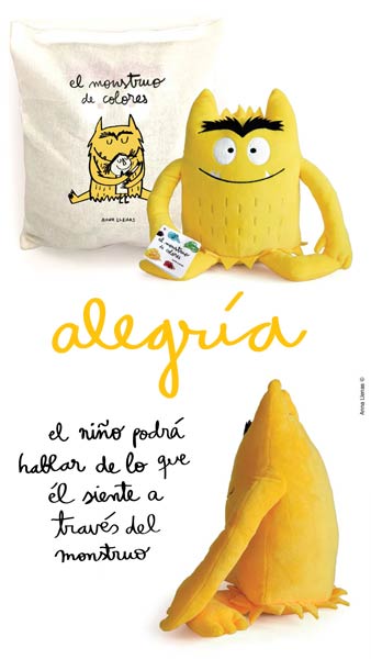 PELUCHE MONSTRUO DE COLORES AMARILLO (CON BOLSA DE TELA)