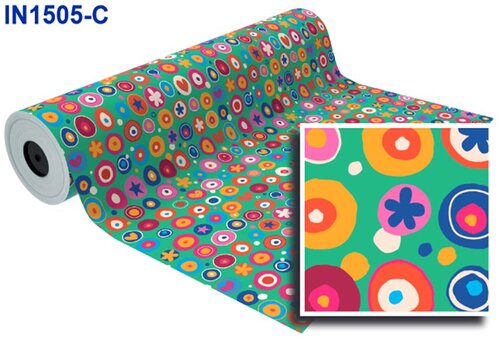 BOBINA 62 CM TODO AO CIRCULOS COLORES FONDO VERDE