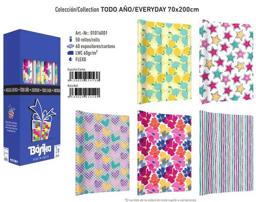 PAPEL REGALO TODO AO 0,7X2 - CAJA 50 ROLLITOS
