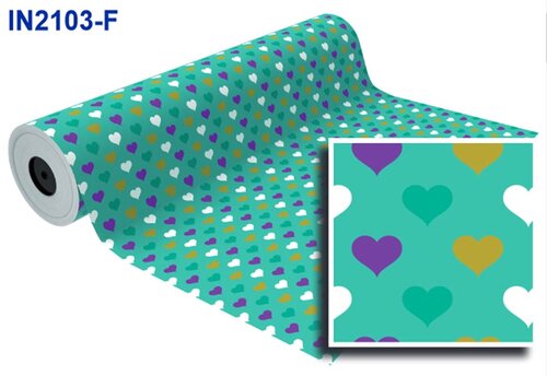 BOBINA 31 CM TODO AO CORAZONES COLORES FONDO VERDE