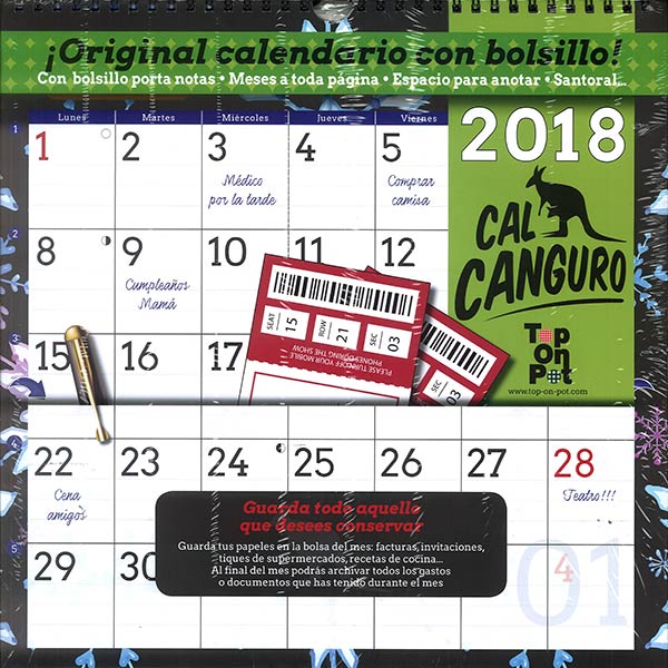 CALENDARIO 2018 CAL CANGURO PARED (CON PORTA NOTAS)