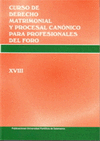 CURSO DE DERECHO MATRIMONIAL Y PROCESAL CANONICO PARA PROFES