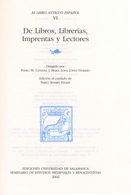 LIBRO ANTIGUO ESPAOL, VI. DE LIBROS, LIBRERIAS, IMPRENTAS Y
