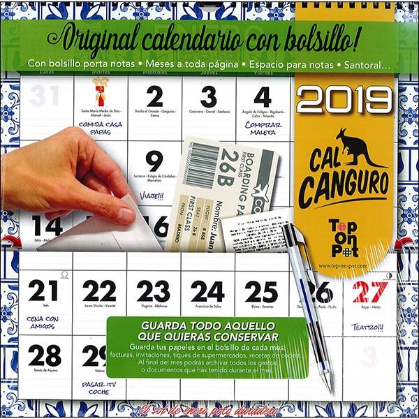 CALENDARIO 2019 CAL CANGURO PARED (CON PORTA NOTAS)