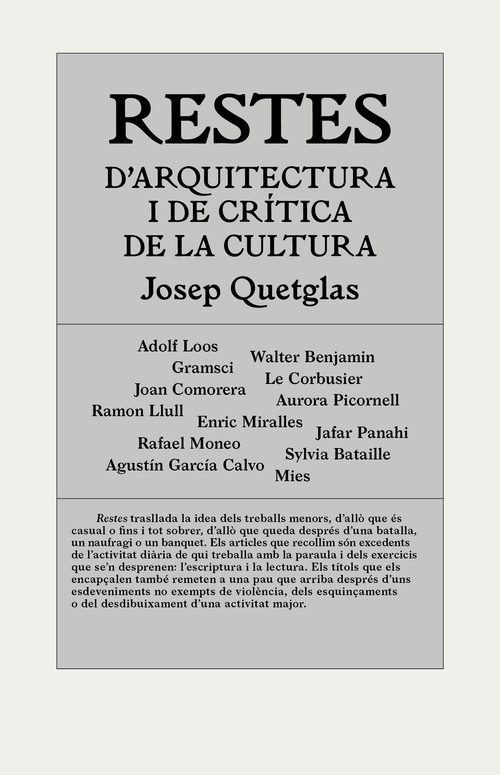 RESTES D'ARQUITECTURA I DE CRITICA DE LA CULTURA