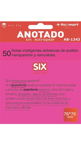 TACO NOTAS QUITA Y PON 76X76 ROSA TRANSLUCIDAS 50H PACK