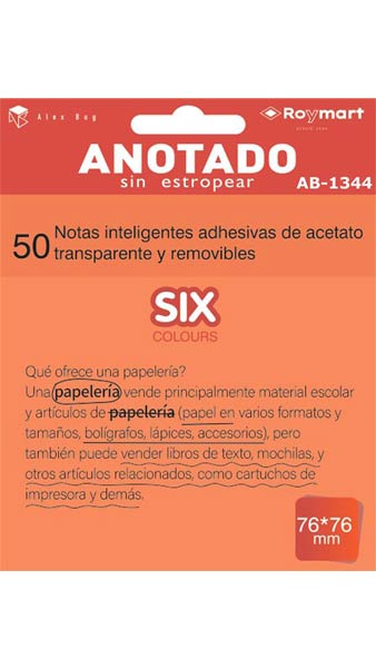 TACO NOTAS QUITA Y PON 76X76 NARANJA TRANSLUCIDAS 50H PACK