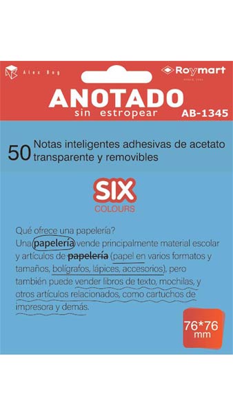 TACO NOTAS QUITA Y PON 76X76 AZUL TRANSLUCIDAS 50H PACK