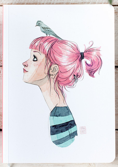 CUADERNO 160H ESTHER GILI PAJAROS EN LA CABEZA