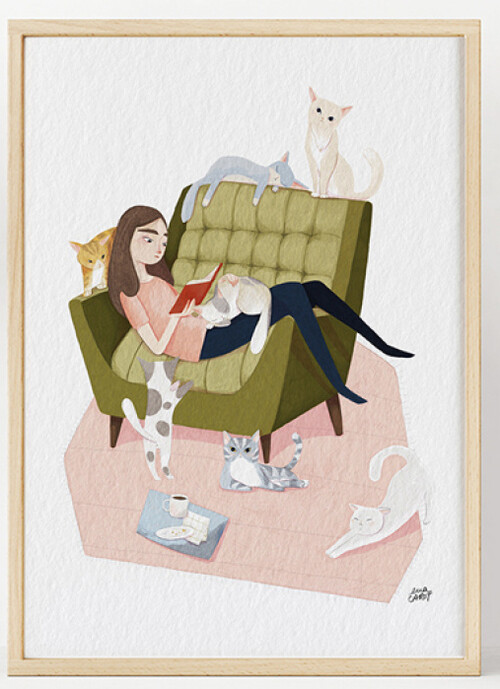 LAMINA A3 GATOS Y LIBROS DE EVA CAROT