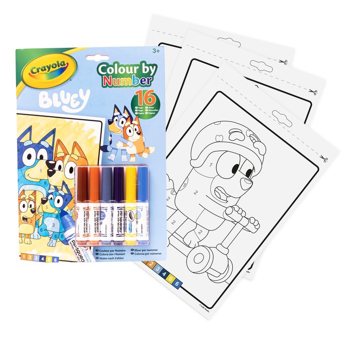 LIBRO ACTIVIDADES Y COLOREAR POR NUMEROS BLUEY + 6 ROTU