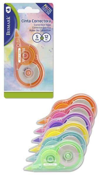 CORRECTOR CINTA 5MMX12M PASTEL BISMARK-CAJA 24U