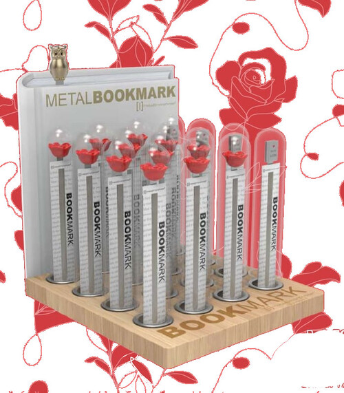 MARCAPAGINAS DIA DEL LIBRO 12 ROSAS + 4 LIBROS - 16U EXP.