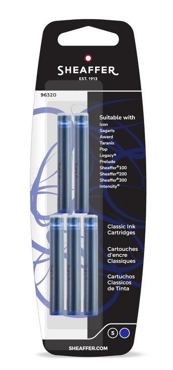 CARTUCHO TINTA PLUMA SHEAFFER CLASSIC AZUL 5U BLISTER