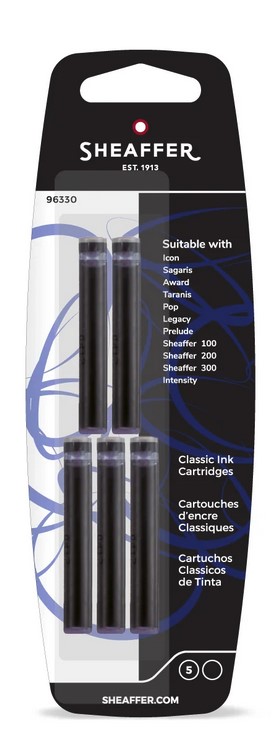 CARTUCHO TINTA PLUMA SHEAFFER CLASSIC NEGRO 5U BLISTER