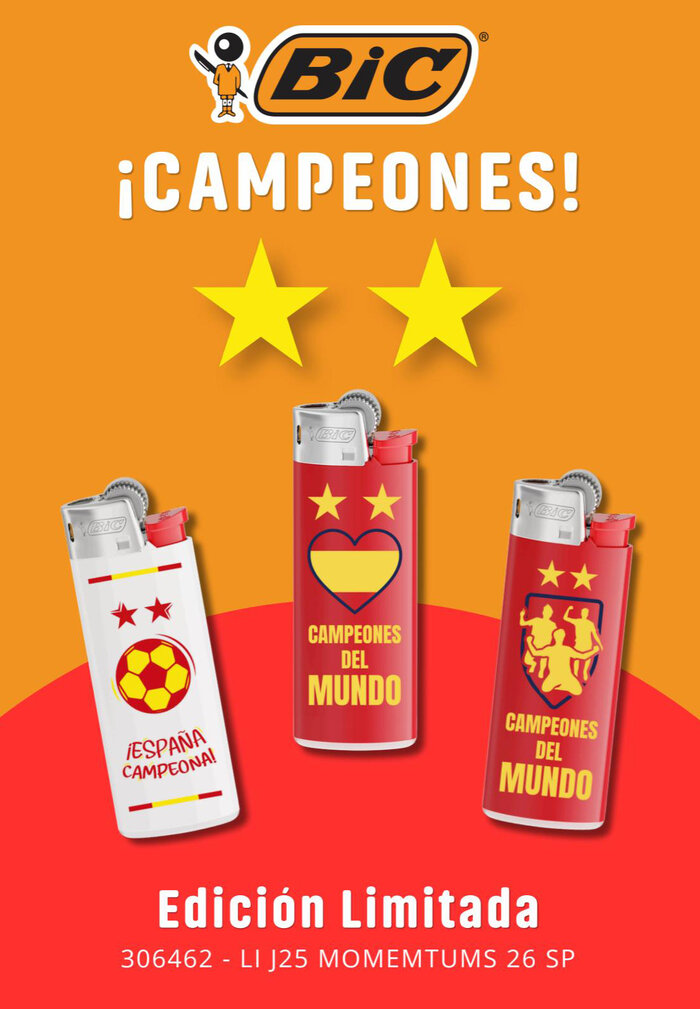 MECHERO BIC CAMPEONES DEL MUNDO 50U EXPOSITOR ED.LIMITADA