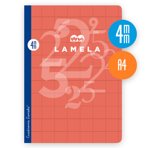LIBRETA LAMELA A4 4MM 50H TAPA CARTON PLASTIFICADO ROJO 10U