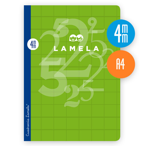 LIBRETA LAMELA A4 4MM 50H TAPA CARTON PLASTIFICADO VERDE 10