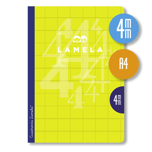 LIBRETA LAMELA A4 4MM 50H TAPA CARTON PLASTIFICADO AMARILLO
