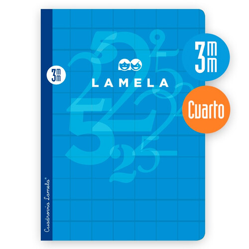 LIBRETA LAMELA CUARTO 3MM 50H T.CARTON PLAST. AZUL PACK 10