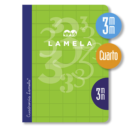 LIBRETA LAMELA CUARTO 3MM 50H T.CARTON PLAST. VERDE PACK 10