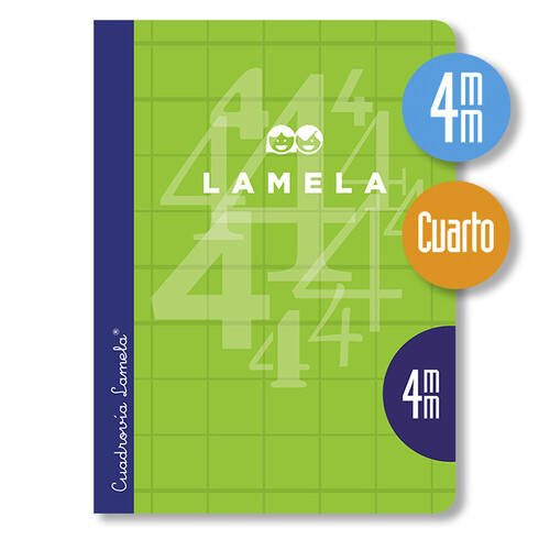 LIBRETA LAMELA CUARTO 4MM 50H CARTON PLAST. VERDE PACK 10