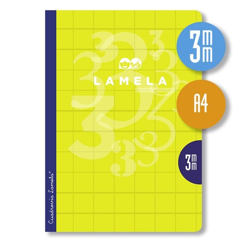 LIBRETA LAMELA A4 3MM 50H CARTON PLAST. AMARILLO PACK 10