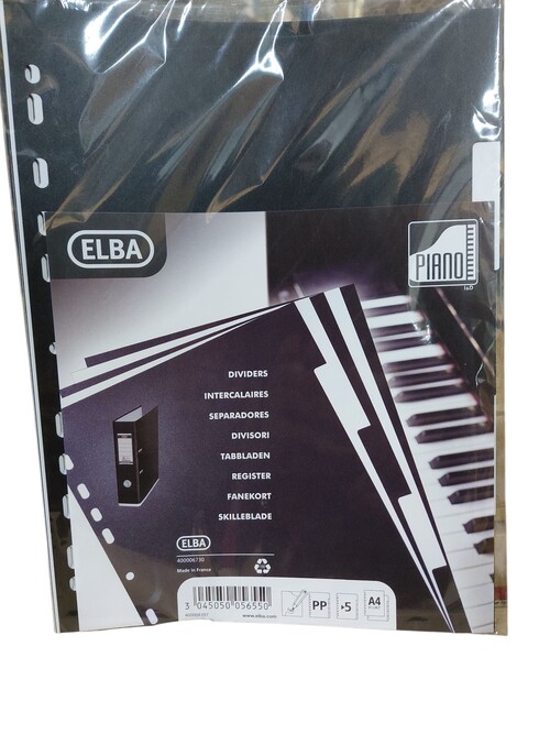 SEPARADOR A4 5 SEP. PP 300 MICRAS NEGRO/BLANCO MY COLOURS