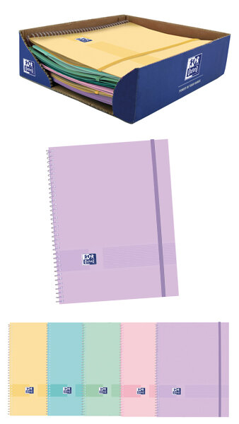 CARPETA 20 FUNDAS A4 ESPIRAL COLORES PASTEL SURT.-CAJA 10