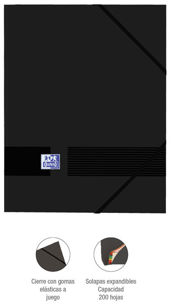 CARPETA GOMAS / SOLAPAS NEGRA T. PLASTICO - CAJA 10