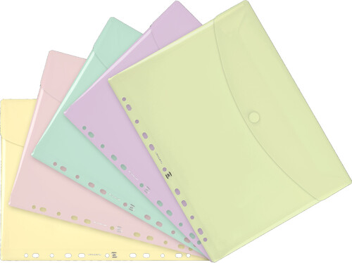 SOBRE VELCRO CON MULTITALADRO A4+ PP PASTEL - CAJA 15