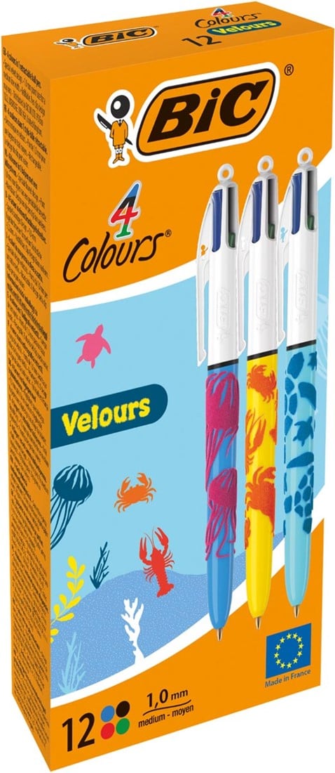 BOLI BIC 4 COLORES VELOURS - 12U CAJA