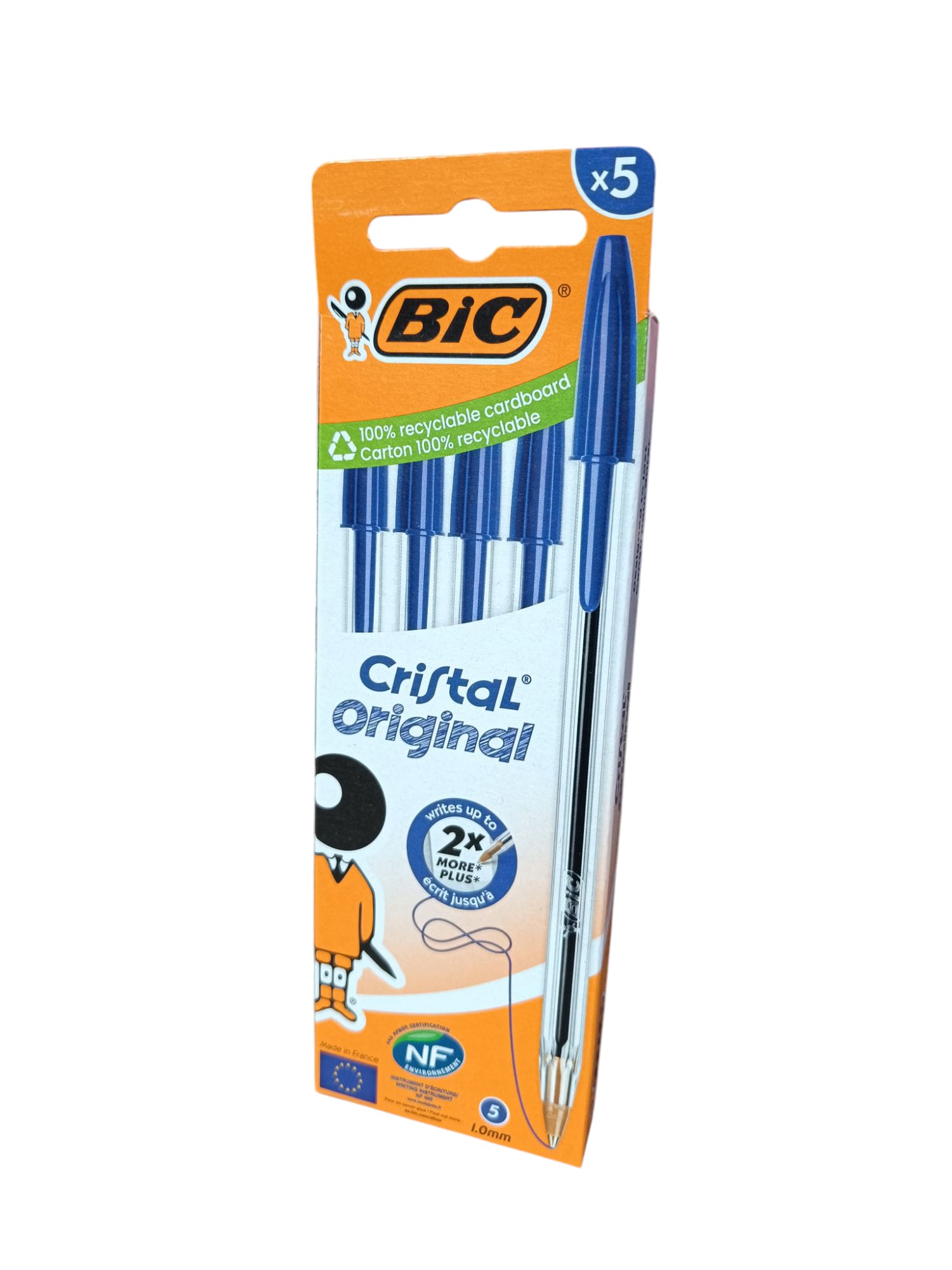 BLISTER BOLI BIC CRISTAL AZUL 5U BLISTER CARTON