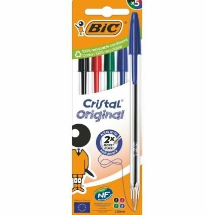 BLISTER BOLI BIC CRISTAL SURTIDO 5U CAJA
