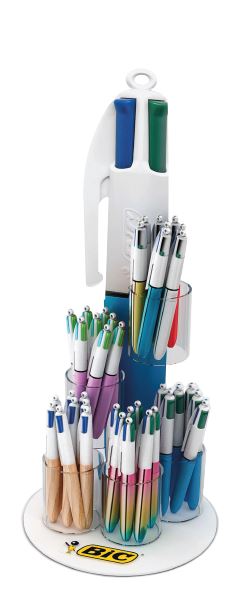 BOLI BIC 4 COLORES CUERPO PASTEL - 30U EXPOSITOR TUBO