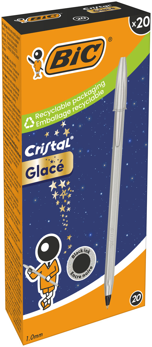 BOLI BIC CRISTAL GLACE AGUA Y ROSA 20U CAJA TINTA SURTIDA