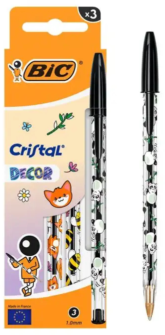 BOLI BIC CRISTAL DECOR KAWAII T. NEGRA - 3U BLISTER
