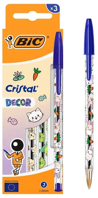 BOLI BIC CRISTAL DECOR KAWAII T. AZUL - 3U BLISTER