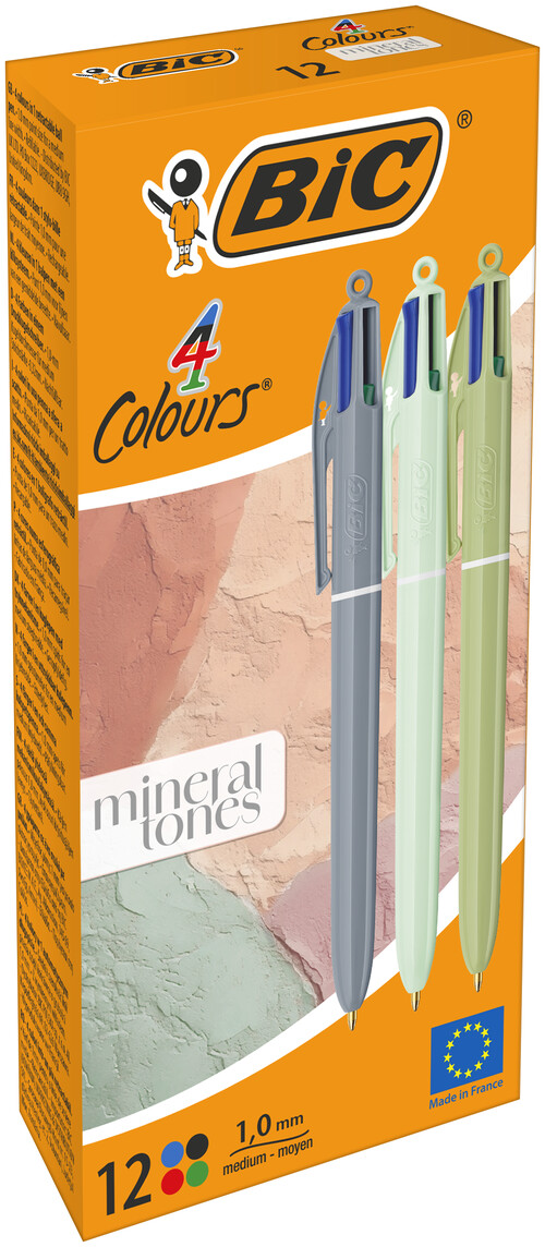 BOLI BIC 4 COLORES MINERAL TONES - 12U CAJA