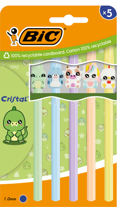 BLISTER 5U BOLI BIC M PASTEL FIGURINES T.AZUL SURTIDOS