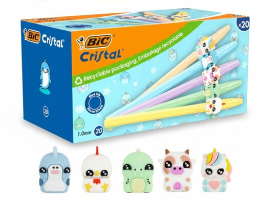 BOLI BIC PASTEL FIGURINES AZUL SURTIDOS 20U CAJA