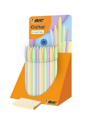 BOLI BIC CRISTAL CUERPO PASTEL TINTA AZUL - 40U TUBO